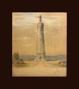 Painting of the Myles Standish Monument in Duxbury, Massachusetts