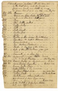Hand written list of museum objects
