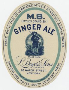 Green ginger ale oval paper bottle label
