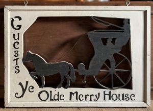 White Trade sign with horse and carriage